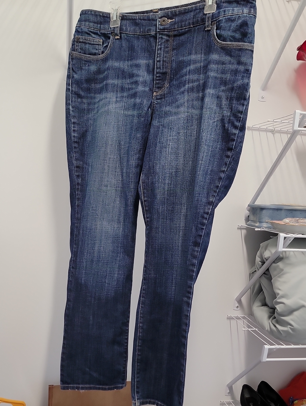 Chico's Size 3 Short Platinum Classic Women's Dark Blue Slim Jeans